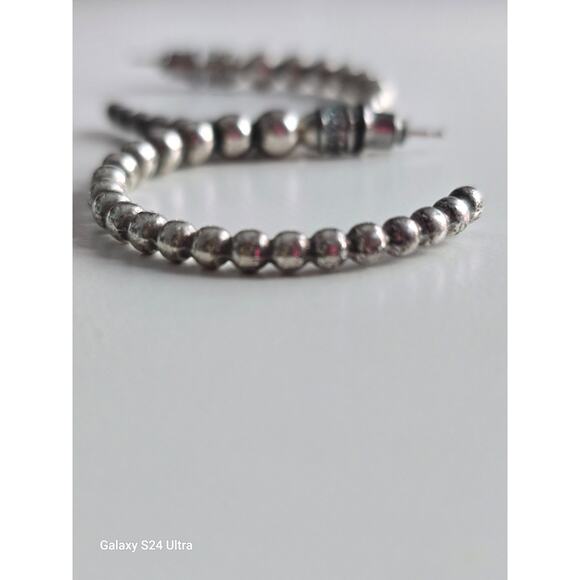 Brighton Crystal Silver Tone Ball Hoop Pierced Earrings - Picture 3 of 7